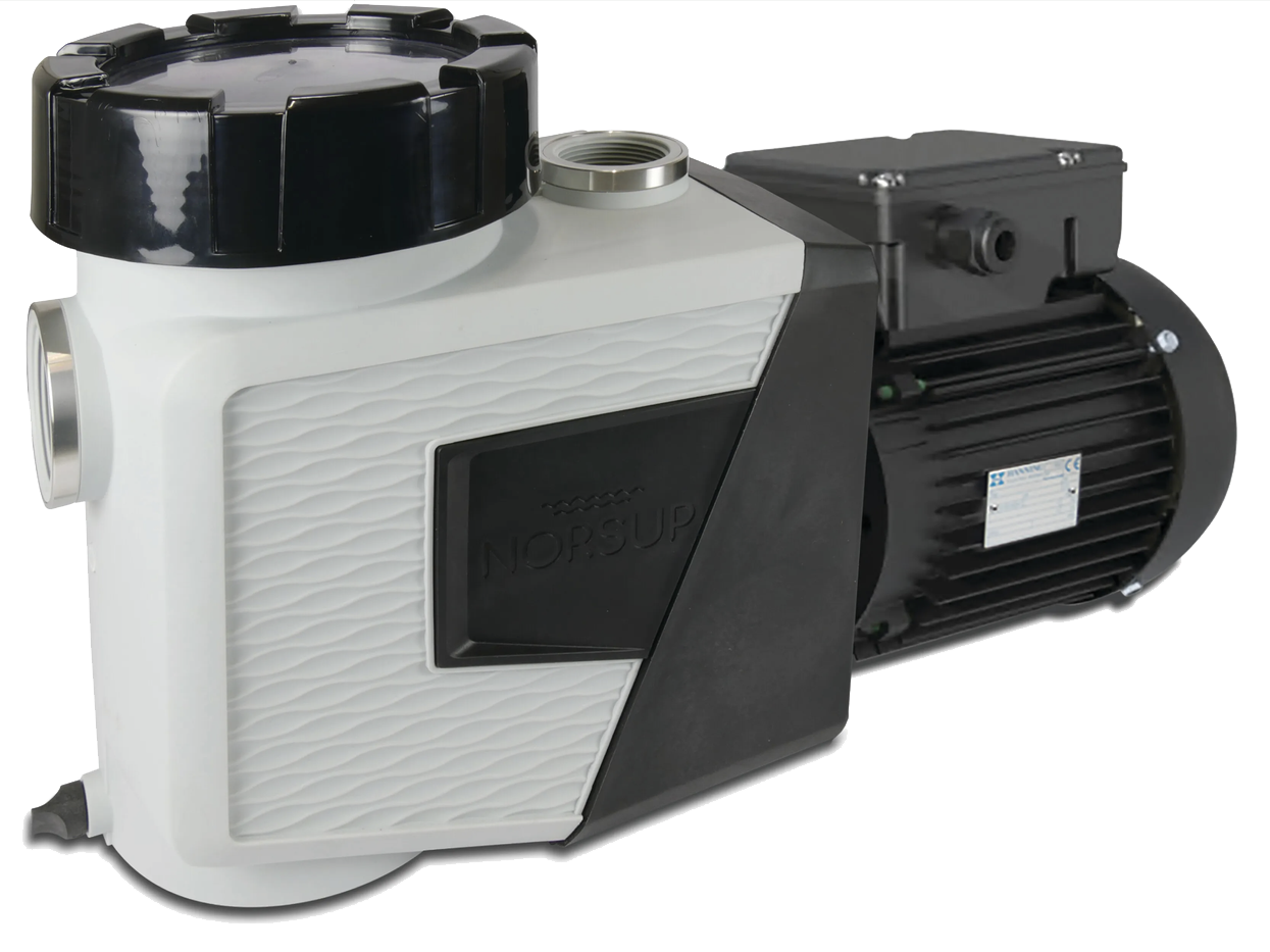 A white swimming pool pump